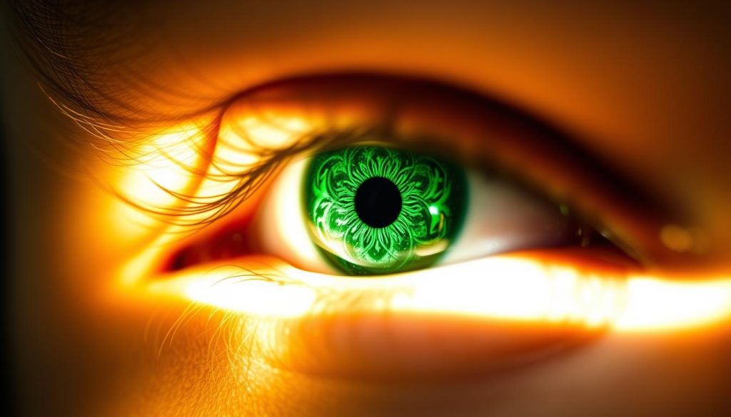 A captivating green eye, its iris swirling with intricate patterns, emanates a powerful yet tranquil energy. The eye is set against a serene, softly blurred backdrop, casting a gentle, mystical glow. The lighting is warm and natural, highlighting the depth and complexity of the eye's emerald hues. Subtle highlights and shadows accentuate the eye's mesmerizing depth and allure. This green evil eye symbolizes balance, health, and the start of a new chapter, inviting the viewer to gaze inward and embrace the transformative power of this ancient symbol. A captivating green eye, its iris swirling with intricate patterns, emanates a powerful yet tranquil energy. The eye is set against a serene, softly blurred backdrop, casting a gentle, mystical glow. The lighting is warm and natural, highlighting the depth and complexity of the eye's emerald hues. Subtle highlights and shadows accentuate the eye's mesmerizing depth and allure. This green evil eye symbolizes balance, health, and the start of a new chapter, inviting the viewer to gaze inward and embrace the transformative power of this ancient symbol.