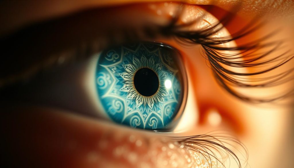 A close-up of a mesmerizing blue eye, its iris shimmering with intricate patterns reminiscent of ancient symbols. The eye is set against a softly blurred background, evoking a sense of timeless mystique. Warm lighting casts subtle shadows, accentuating the depth and intensity of the gaze. The image is captured with a shallow depth of field, drawing the viewer's focus solely to the captivating eye, the window to a rich tapestry of history and belief. The eye appears both alluring and powerful, hinting at the captivating narrative of the Turkish evil eye and its enduring significance as a symbol of protection and good fortune. A close-up of a mesmerizing blue eye, its iris shimmering with intricate patterns reminiscent of ancient symbols. The eye is set against a softly blurred background, evoking a sense of timeless mystique. Warm lighting casts subtle shadows, accentuating the depth and intensity of the gaze. The image is captured with a shallow depth of field, drawing the viewer's focus solely to the captivating eye, the window to a rich tapestry of history and belief. The eye appears both alluring and powerful, hinting at the captivating narrative of the Turkish evil eye and its enduring significance as a symbol of protection and good fortune.