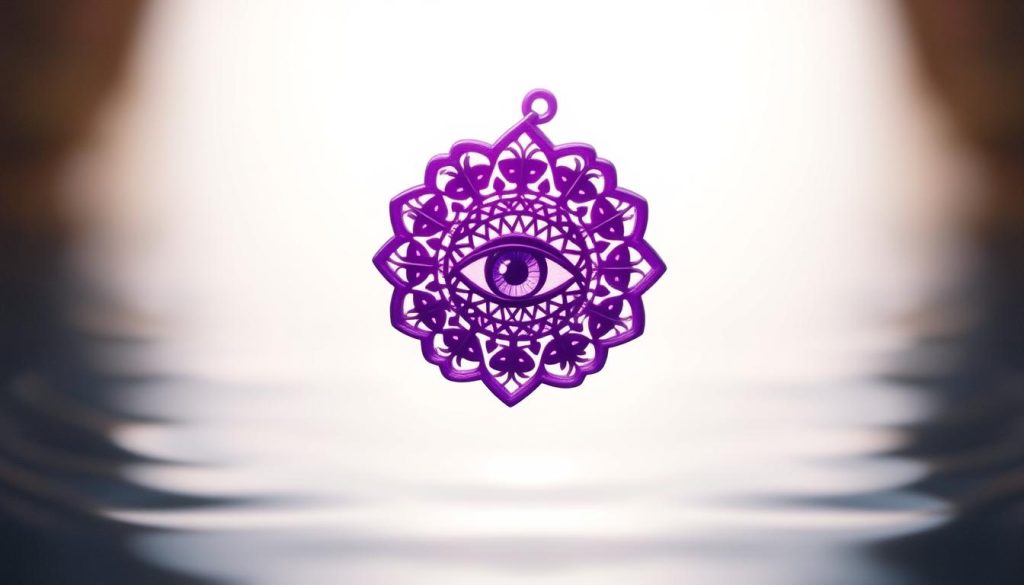 A delicate purple charm, radiating calm and wisdom, floats against a serene backdrop. Soft light caresses its intricate details, highlighting the charm's ornate patterns and the mesmerizing eye at its center. The charm's presence emanates a sense of protection and inner strength, inviting the viewer to bask in its soothing energy. The overall composition conveys a balanced, harmonious atmosphere, reflecting the section's theme of "Care and confidence: keep your charm shining". A delicate purple charm, radiating calm and wisdom, floats against a serene backdrop. Soft light caresses its intricate details, highlighting the charm's ornate patterns and the mesmerizing eye at its center. The charm's presence emanates a sense of protection and inner strength, inviting the viewer to bask in its soothing energy. The overall composition conveys a balanced, harmonious atmosphere, reflecting the section's theme of "Care and confidence: keep your charm shining".