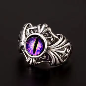 Evil Eye Ring Purple Vines Handmade Zinc Alloy Vintage Punk