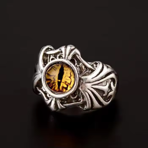 Evil Eye Ring Yellow Vines Handmade Zinc Alloy Vintage Punk
