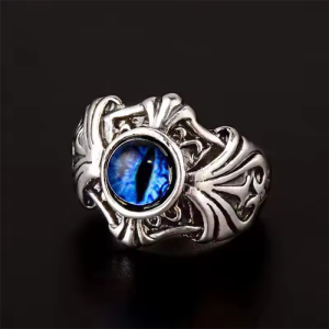 Evil Eye Ring Blue Vines Handmade Zinc Alloy Vintage Punk