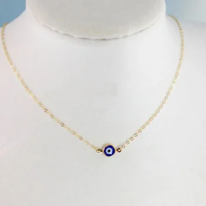 Evil Eye Necklace Gold Dainty Collarbone Chain Turkish Blue Eye Unisex