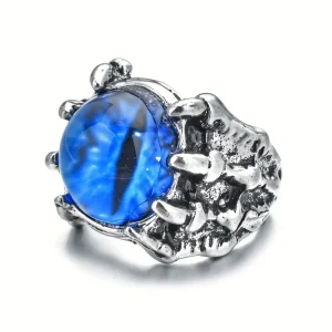 Evil Eye Ring Blue Dragon Claw Adjustable Open Band Zinc Alloy