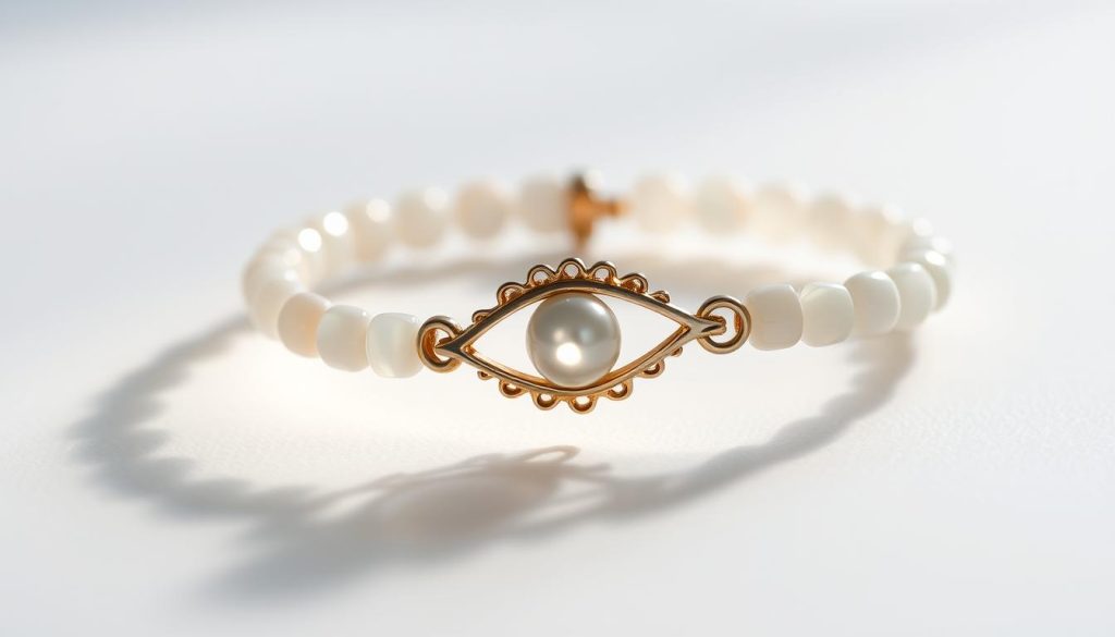 mother of pearl evil eye bracelet