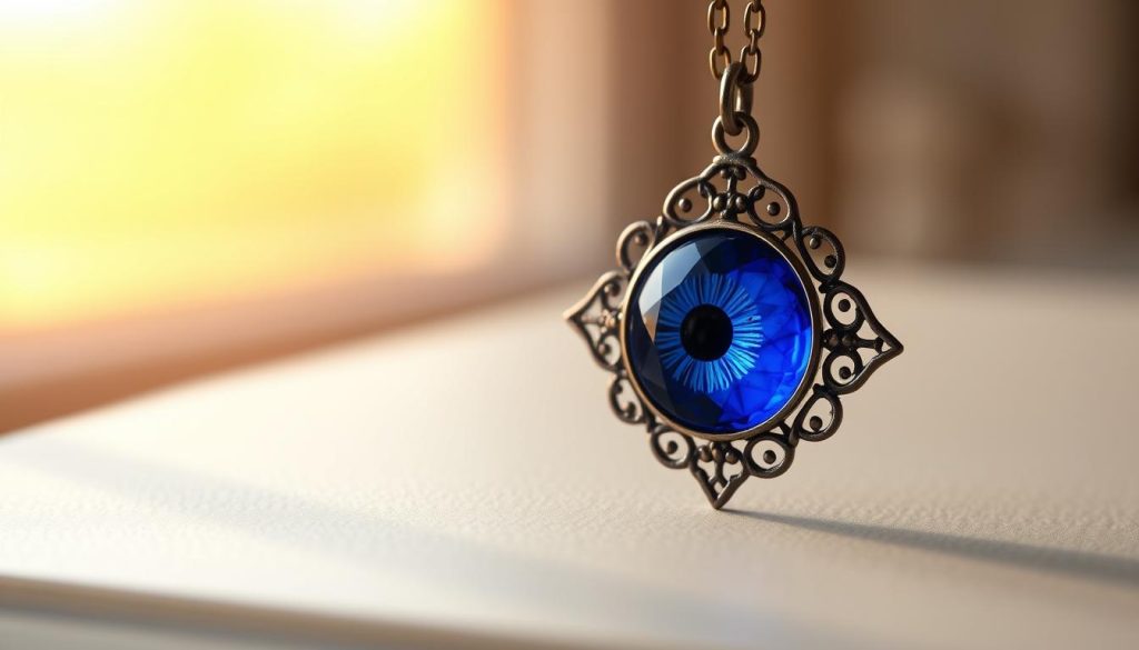 sapphire evil eye necklace