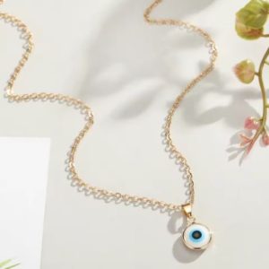 Evil Eye Necklace White Eye Minimalist Gold Chain Zinc Alloy Women